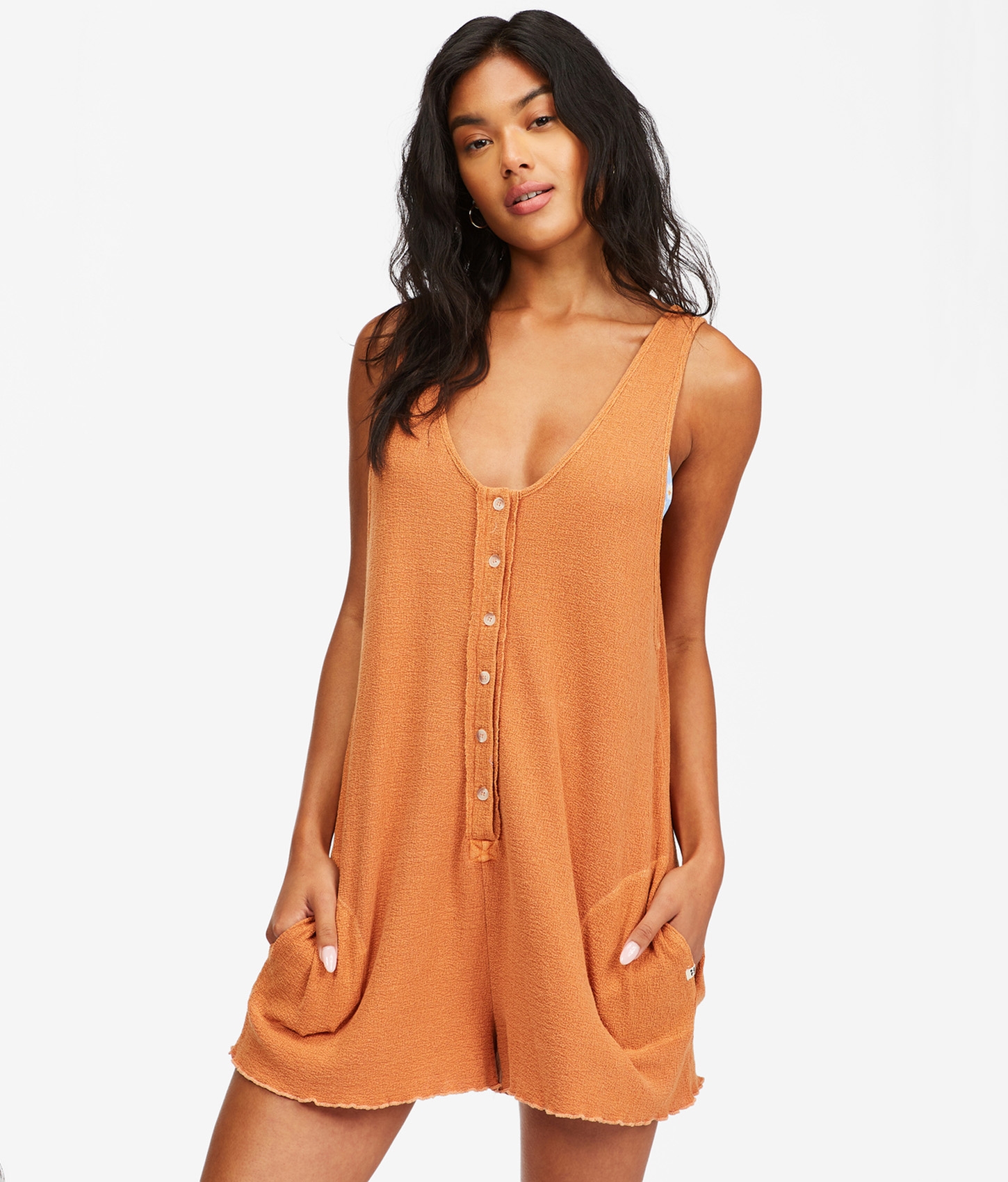 Fade Away Button-Up Knit Romper