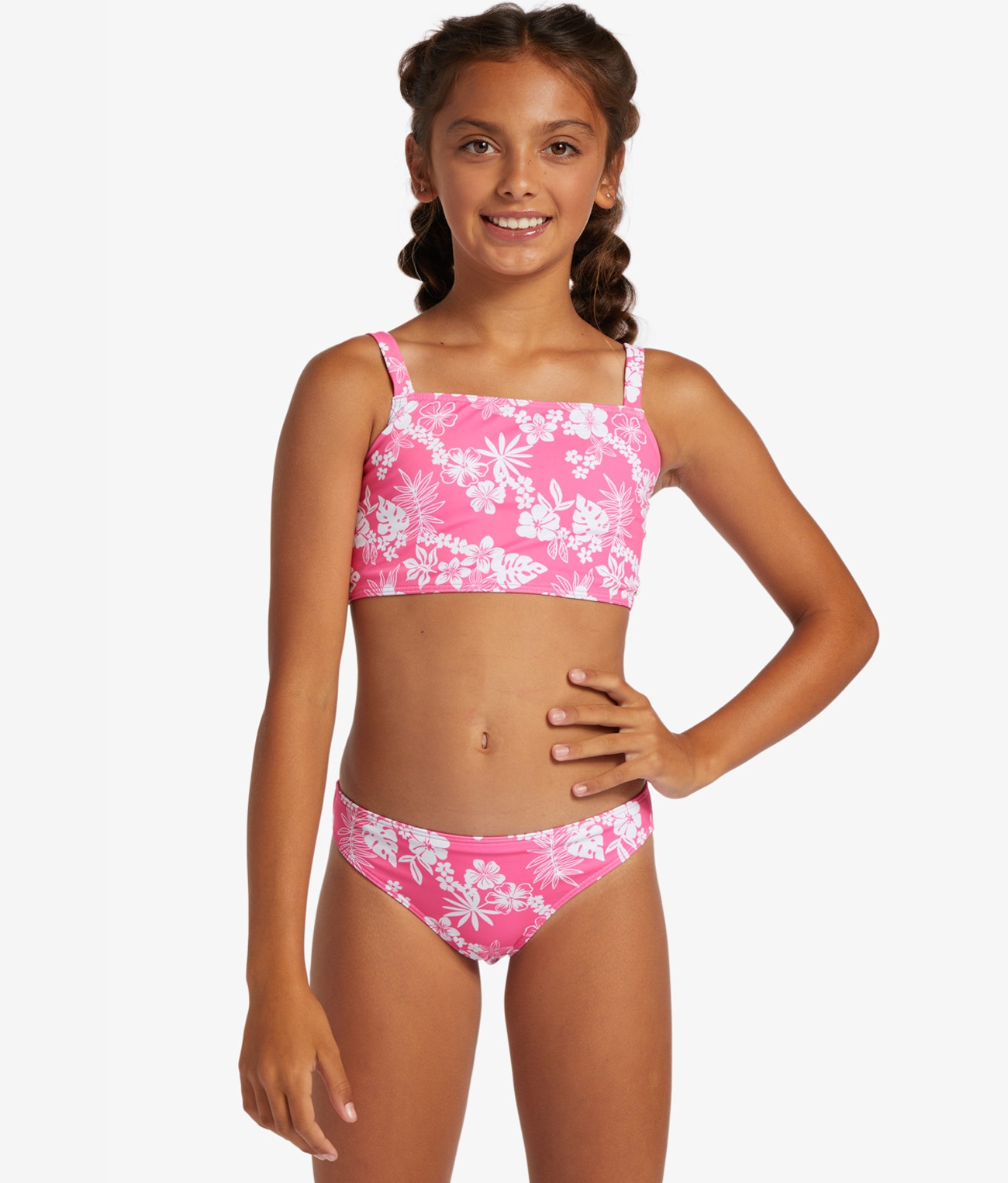 Girl's 4-16 Aloha Spirit Two Piece Crop Top Bikini Set For Girls